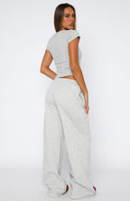 From The Archives Jaxx Wide Leg Sweatpant Dark Grey Marle