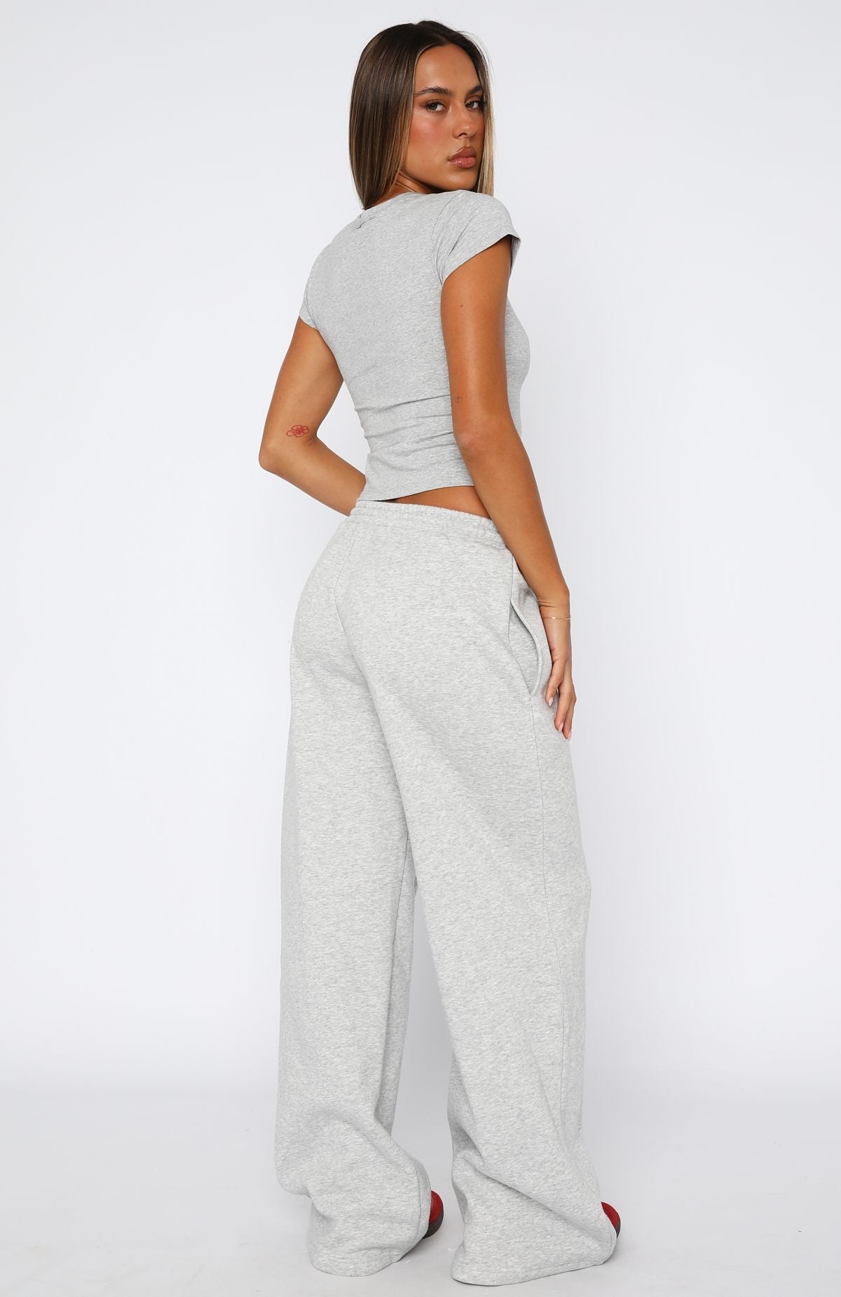 From The Archives Jaxx Wide Leg Sweatpant Dark Grey Marle