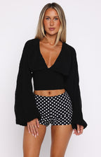 Love Shy Long Sleeve Top Black