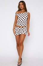 Late Nights Mini Skirt Cream Polka Dot