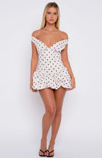The Moment I Met You Mini Dress Cream/Black Polka Dot