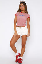 Public Attention Distressed Denim Shorts Off White