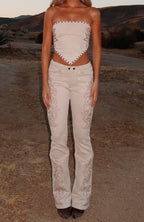 Rumours Strapless Faux Suede Top Blonde