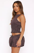 Runaway Heart Mini Skort Chocolate Polka Dot