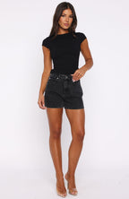 Maddy Denim Shorts Black Acid