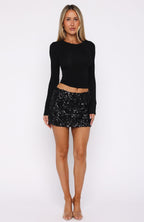 Party Mode Sequin Mini Skirt Black