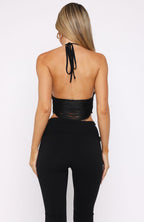 Roller Queen Fringe Halter Top Black