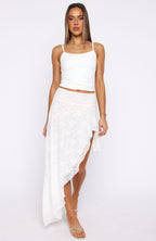 Dancing On My Own Lace Midi Skirt White