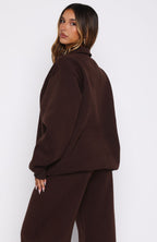 Chill Moves Oversized Henley Sweater Chocolate