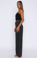 Bring The Style High Rise Wide Leg Jeans Black Acid