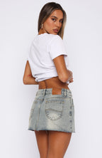 Shining Down Denim Mini Skirt Sand