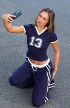 Trying Too Hard Baby Tee Dark Navy