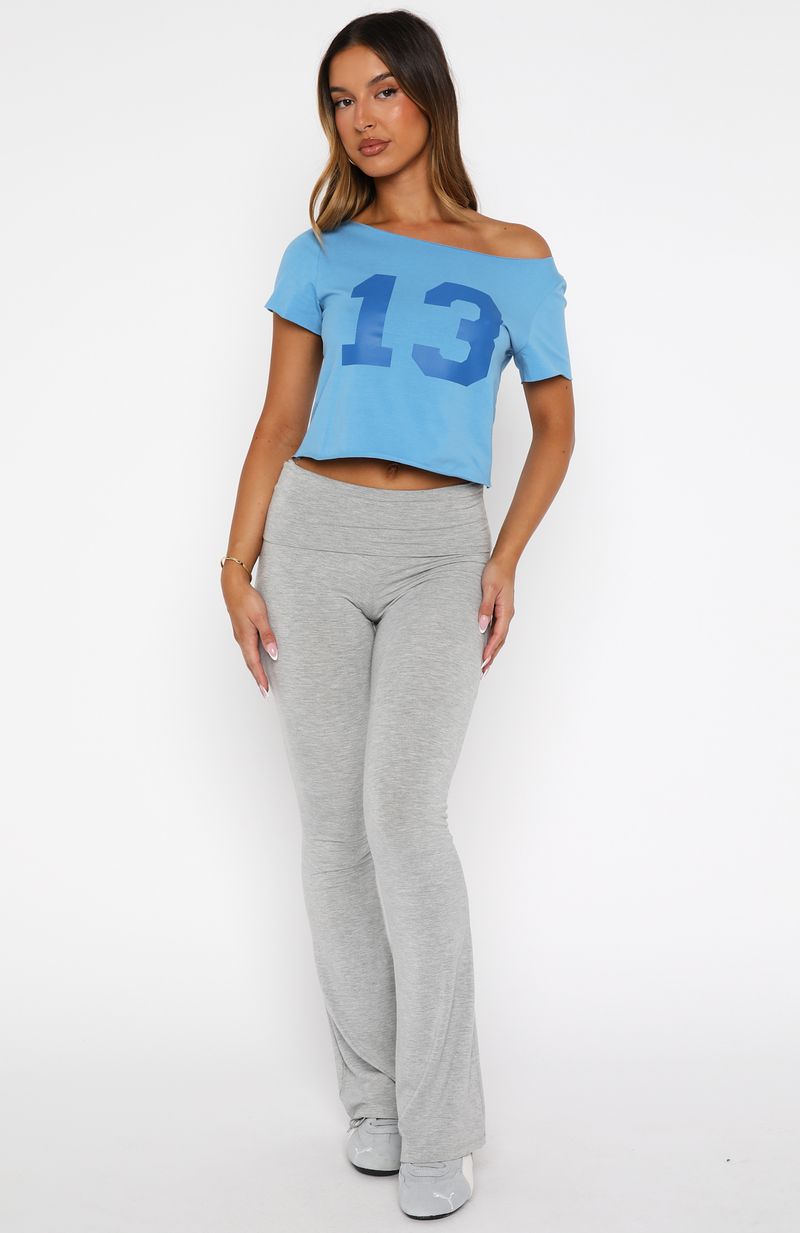 Whenever You're Ready Off Shoulder Relaxed Tee Blue