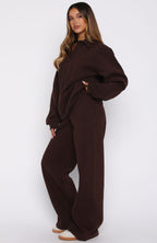 Chill Moves Wide Leg Sweatpants Chocolate