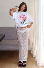 Under My Spell Lace Maxi Skirt White