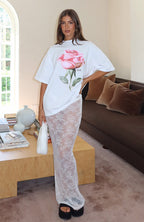 Under My Spell Lace Maxi Skirt White