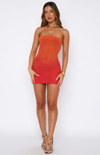 Hotter Than The Sun Crochet Mini Dress Flame Ombre
