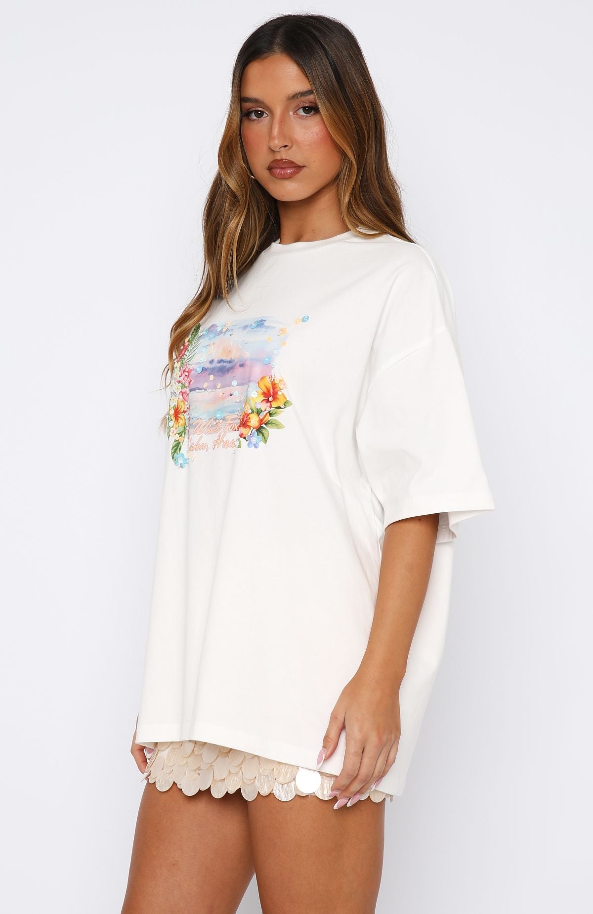 Hawaii Holiday Oversized Tee White