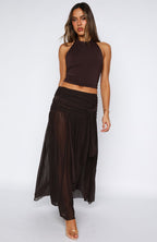 It's Showtime Maxi Skirt Chocolate