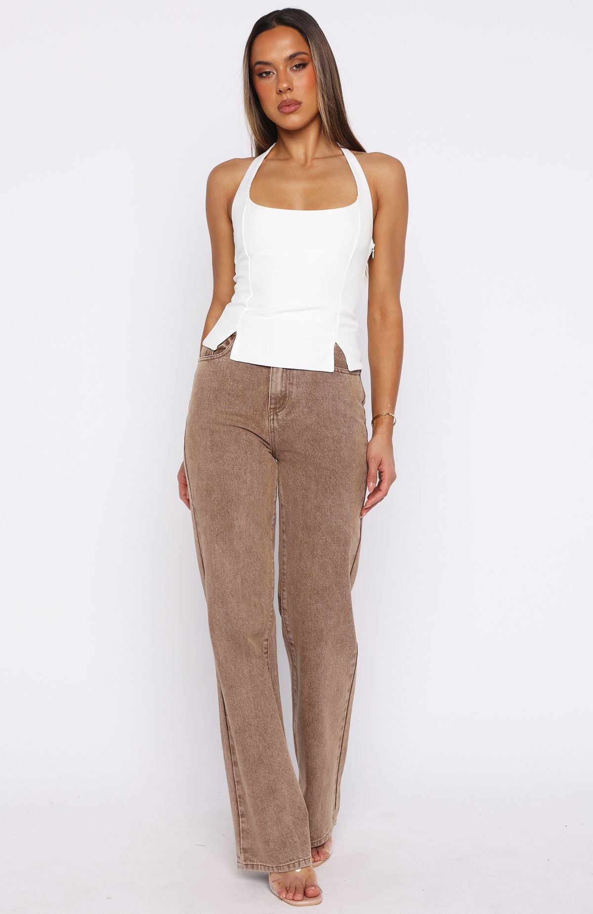 I'm Next Halter Top Off White