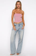 Passing By You Strapless Top Pink