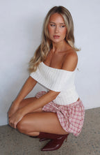 What I Want To Hear Off Shoulder Knit Top Cream
