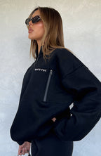Where Did You Go Zip Front Sweater Black