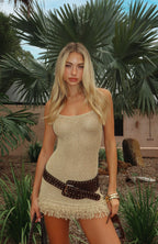 Keeping Me Awake Knit Mini Dress Gold