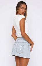 Love To Dream Distressed Denim Mini Skirt Light Blue
