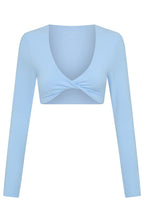 Over The Line Long Sleeve Crop Baby Blue