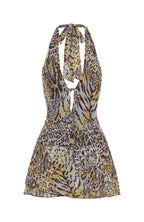 Too Extra Halter Mini Dress Leopard Spritz