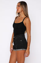 Missin' Something Denim Shorts Black Acid Wash