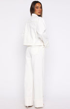Charlotte Mid Rise Wide Leg Jeans Off White