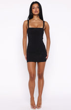 Pump The Volume Embellished Mini Dress Black