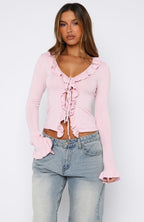 Beyond Limits Long Sleeve Knit Top Baby Pink
