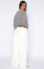 Our Bridges Burned Wide Leg Pants Cream