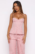 Tempt Me Not Top Pink Stripe