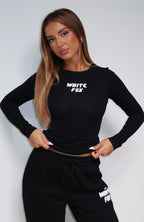 Young And Impatient Long Sleeve Baby Tee Black