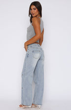Athina Low Rise Wide Leg Jeans Light Blue