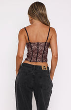 Raise A Glass Lace Bustier Burgundy