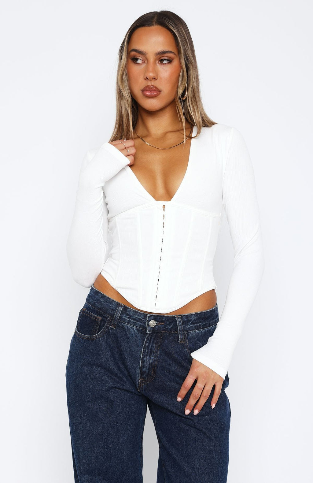 In Pursuit Long Sleeve Corset White