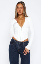 In Pursuit Long Sleeve Corset White