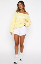 Vol. 1 Off Shoulder Printed Sweater Lemon Bow