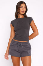 Never Fall Back Baby Tee Charcoal