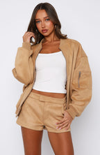 Between Us Faux Suede Shorts Honey
