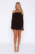 Parental Guidance Knit Mini Dress Chocolate