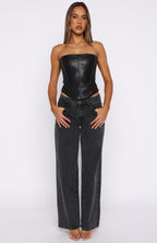 Wipe My Mind Strapless PU Bustier Black