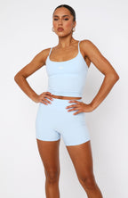 Keep Up High Waisted Shorts 4 Baby Blue