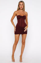 Can't Compare Embellished Mini Dress Burgundy