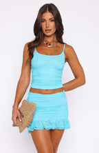 Let's Get Closer Lace Mini Skirt Blue